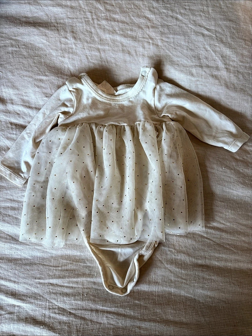 H&M Tulle Bodysuit Dress Baby Girls White Polka Dot 1-2M